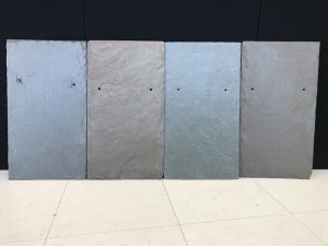 Samples of semi-weathering gray green slates showing the color variation