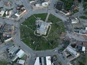 Slate roof survives F3 Tornado – Goderich Town Hall – 57 West Street, Goderich, Ontario