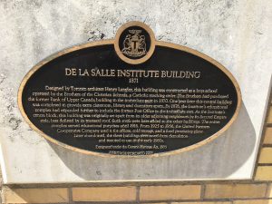 Historic plaque of the De La Salle College in Toronto built in 1871