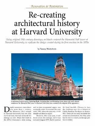 Stone World Magazine - Re-creating architectural history at Harvard University