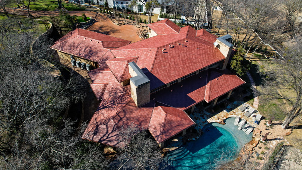 Unfading Red Slate Roofing Tiles Made in North America